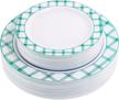 elevate your christmas party with i00000's 60pcs elegant checkered green disposable plates - includes 30 dinner plates and 30 dessert plates logo