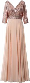 img 4 attached to Women Long Sleeve V Neck Sequin Mother Of Bride Dresses Maxi Gown MACloth