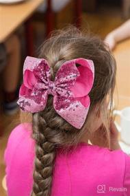 img 3 attached to 🎀 6-Pack 8&#34; X-Large Glitter Sequin Bow Alligator Hair Clips - Perfect for Baby Girls, Toddlers, and Kids - Variety of 6 Colors (S1)