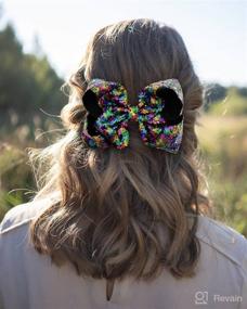img 1 attached to 🎀 6-Pack 8&#34; X-Large Glitter Sequin Bow Alligator Hair Clips - Perfect for Baby Girls, Toddlers, and Kids - Variety of 6 Colors (S1)