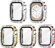 4 pack goton для apple watch series 7 и 8 41 мм защитная пленка для экрана bling, женская крышка с блестками и бриллиантами и стразами для лица для аксессуаров iwatch 41 мм серебро золото розовое золото розовый логотип