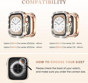 img 3 attached to 4 Pack Goton For Apple Watch Series 7 & 8 41Mm Screen Protector Bling Case, Women Glitter Diamond Rhinestone Face Cover For IWatch Accessories 41Mm Silver Gold Rose Gold Pink