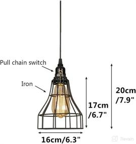 img 1 attached to EFINEHOME 1 Light Hanging Swag Lamp With Plug In 15 Ft Cord On/Off Switch With Pull Chain- Black Industrial Vintage Cage Pendant Light (Lampshade Cage C)