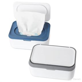 img 4 attached to 2 Pack Wipe Dispenser by SherryJerryGarry - Baby Diaper Wipes Case with Lids, Wipe Holder for Baby & Adult, Sealing Design Keeps Wipes Fresh, Non-Slip, Easy Open/Close