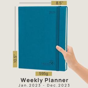 img 3 attached to POPRUN 2023 Planner Weekly And Monthly 8.5" X 10.5" - Agenda 2023 With Hourly Time Slots, Monthly Expense & Notes, Inner Pocket, Vegan Leather Soft Cover - Pacific Green