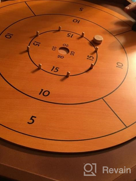 img 1 attached to Classic Dexterity Board Game For Two Players - Tournament Crokinole And Checkers Set With 24 Black And White Discs And 30 Inch Game Board review by Angela Tarpley