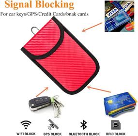 img 2 attached to 🔒 Enhanced Faraday Bag for Key Fob (2 Pack) - Premium Car RFID Signal Blocking! Boost Car Security & Protect Against Theft - Red