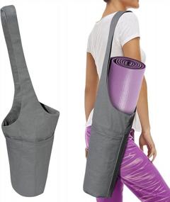 img 4 attached to Cotton Yoga Mat Tote With Side And Zipper Pockets For Convenient Carrying And Storage