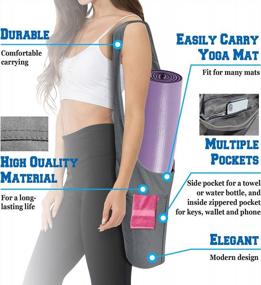 img 3 attached to Cotton Yoga Mat Tote With Side And Zipper Pockets For Convenient Carrying And Storage