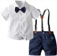 adorable baby boy suspenders outfit for formal occasions - short sleeve shirts, overalls, and shorts perfect for summer weddings and infant celebrations logo