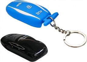 img 3 attached to Protect Your Tesla Model S Remote Key With Durable Silicone Cover - 2 Pack In Black And Blue