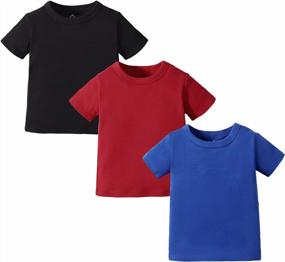 img 4 attached to Set Of 4 OPAWO Unisex Infant Baby Crew Neck T-Shirts - Solid Color Short Sleeve Tees For Toddler Boys And Girls, Sizes 6 Months To 5 Years