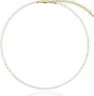 handmade white pearl necklace for women & girls: dainty toggle clasp, layered wearing option logo