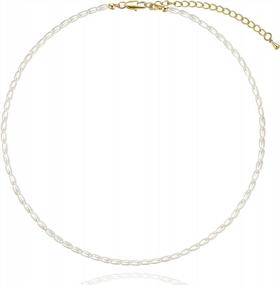 img 4 attached to Handmade White Pearl Necklace For Women & Girls: Dainty Toggle Clasp, Layered Wearing Option