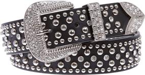 img 2 attached to Western Rhinestone Studded Leather Color Women's Accessories ~ Belts