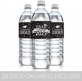img 1 attached to Этикетки для выпускных бутылок с водой 2023 года - водонепроницаемые обертки школьных цветов - набор из 24 серебряных и черных наклеек