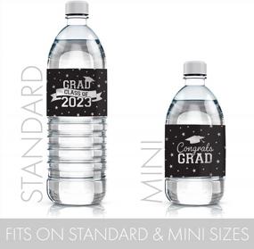img 2 attached to Этикетки для выпускных бутылок с водой 2023 года - водонепроницаемые обертки школьных цветов - набор из 24 серебряных и черных наклеек
