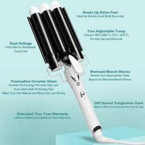 img 1 attached to 25Mm (1 Inch) Hair Waver Iron - Adjustable Temperature, Dual Voltage & 3 Barrel Curling Wand For Women - Black