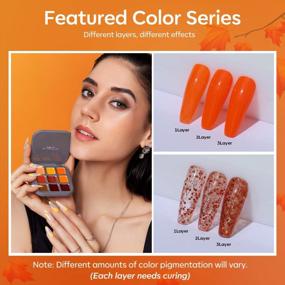 img 1 attached to Modelones Gel Nail Polish Set, 9 Colors Orange Yellow Dark Red Solid Gel Polish Brown Glitter Pudding Gel Upgraded Crème Manicure Palette Soak Off LED Nail Art Kit DIY Christmas Gift, W/ Brush