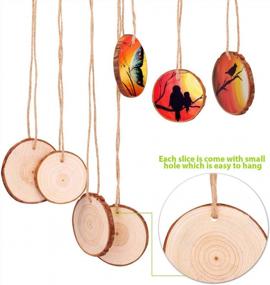 img 3 attached to 30 Pcs 3.1-3.5 Inch Fuyit Natural Wood Slices Unfinished Predrilled Wooden Circles Tree Slice With Hole For DIY Arts Craft Christmas Ornaments