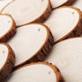 img 2 attached to 30 Pcs 3.1-3.5 Inch Fuyit Natural Wood Slices Unfinished Predrilled Wooden Circles Tree Slice With Hole For DIY Arts Craft Christmas Ornaments