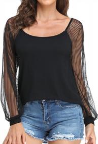 img 2 attached to Get Ready For Summer With LEIYEE'S Stylish Mesh Sheer Bishop Tops For Women