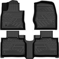 🚗 high-quality auxko all weather floor mats for ford explorer 2020-2023 - 6 seat & 7 seat tpe rubber liners set - all season guard, odorless anti-slip for 1st & 2nd row logo