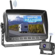 📷 rv backup camera wireless 7" rear view dvr monitor kit - 4 channels trailer reverse camera for trailer rvs truck van - 18 led night vision, waterproof, wide viewing angle & loop recording логотип