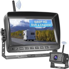 img 4 attached to 📷 RV Backup Camera Wireless 7" Rear View DVR Monitor Kit - 4 Channels Trailer Reverse Camera for Trailer RVs Truck Van - 18 LED Night Vision, Waterproof, Wide Viewing Angle & Loop Recording