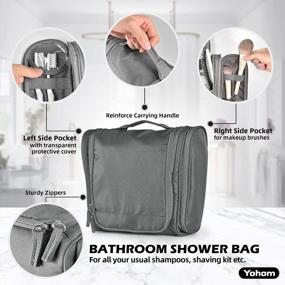 img 3 attached to YOHOM Hanging Toiletry Travel Bags For Men Travel Toiletry Organizer With Metal Hook Camping Travelling Men'S Kit Shaving Bag For Shampoo Lotions Makeup Toiletries (Medium, Gray)