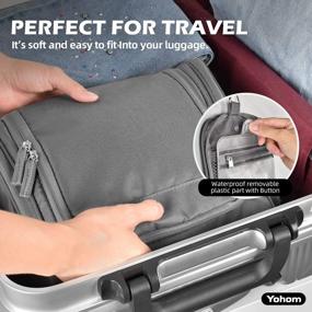 img 2 attached to YOHOM Hanging Toiletry Travel Bags For Men Travel Toiletry Organizer With Metal Hook Camping Travelling Men'S Kit Shaving Bag For Shampoo Lotions Makeup Toiletries (Medium, Gray)