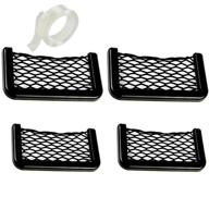 🚗 black seat side back storage net bag for cars - meltset 4pcs car storage net: universal trunk holder pocket organizer for phones & chargers - interior accessories логотип