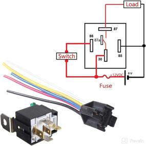 img 2 attached to ESUPPORT 12V 30A Car Motor 14AWG Heavy Duty Relay Socket Plug 5Pin Fuse Switch On/Off SPDT Wire Harness Metal Pack of 2: Efficient Power Control for Vehicles