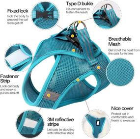 img 1 attached to Escape Proof Cat Harness and Leash Set for Walking - FDOYLCLC Step-in Easy Control Outdoor Jacket, Adjustable Reflective Breathable Soft Air Mesh Vest - Ideal for Small, Medium, Large Kittens (Turquoise, L)