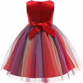 img 3 attached to Girls Sequin Rainbow Tulle Lace Princess Ball Gown Party Dress Prom