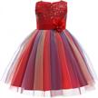 girls sequin rainbow tulle lace princess ball gown party dress prom logo