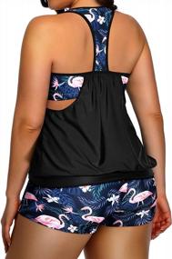 img 3 attached to Holipick Plus Size Tankini Swimsuit For Women Two Piece Tummy Control Bathing Suit Blouson Racerback Tankini Top With Shorts