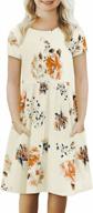 floral boho party dress for girls: gosopin short sleeve pleated skater swing dress with pocket logo