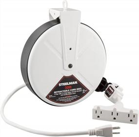 img 4 attached to 30Ft Steelman White 13A Tri-Tap Reel W/ 16 Gauge Sheet Metal, 120V 60Hz Inline Breaker & Ceiling Hooks For Garage Or Auto Shop