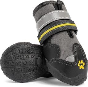 img 4 attached to 🐾 Durable Dog Boots & Paw Protectors - Waterproof & Stain Resistant Shoes for Dogs - Easy On & Off - Reflective Booties for Hot Pavement, Hiking, Rain & Snow