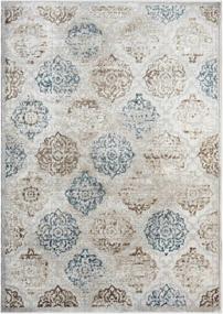 img 4 attached to Ivory And Navy Blue Bohemian Damask Rug For A Transitional Home Decor - 3'3"X5'2