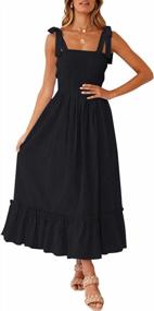 img 4 attached to Boho Chic: Women'S Summer Maxi Dress With Spaghetti Straps And Square Neckline