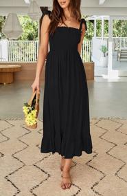 img 3 attached to Boho Chic: Women'S Summer Maxi Dress With Spaghetti Straps And Square Neckline