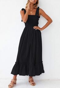 img 1 attached to Boho Chic: Women'S Summer Maxi Dress With Spaghetti Straps And Square Neckline