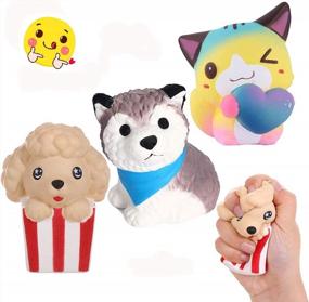 img 4 attached to 3-Pack Kawaii Scented Animal Squishies - Slow Rising Dog And Cat Squishy Toys For Stress Relief And Prime Gift Collection By Anboor