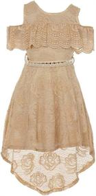 img 4 attached to 🌺 Girls' Floral Rhinestone Flower Summer Dress with Shoulder Detailing