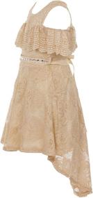 img 2 attached to 🌺 Girls' Floral Rhinestone Flower Summer Dress with Shoulder Detailing