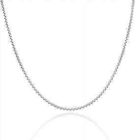 img 1 attached to Voss+Agin .925 Sterling Silver 0.8Mm Box Chain Italian Made Necklace- 16", 18", 20", 22", 24''