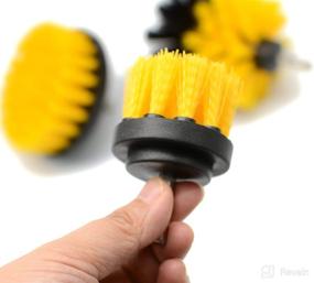 img 1 attached to Yellow Drill Brush Set: 4 Pcs, 3 Sizes + Extension Rod for Effective Bathroom and Home Cleaning