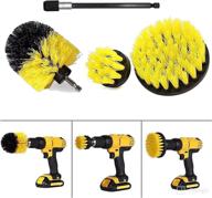 yellow drill brush set: 4 pcs, 3 sizes + extension rod for effective bathroom and home cleaning logo